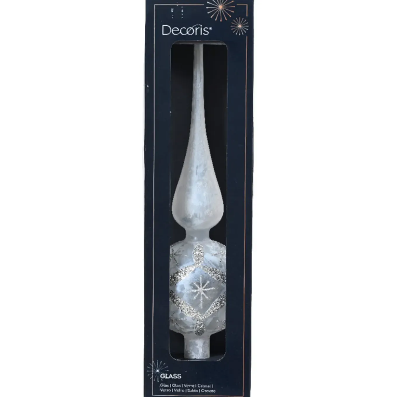 Decoris Kerstboom Piek Luxe - Wit - Zilver Ijslak- Glas - 31cm