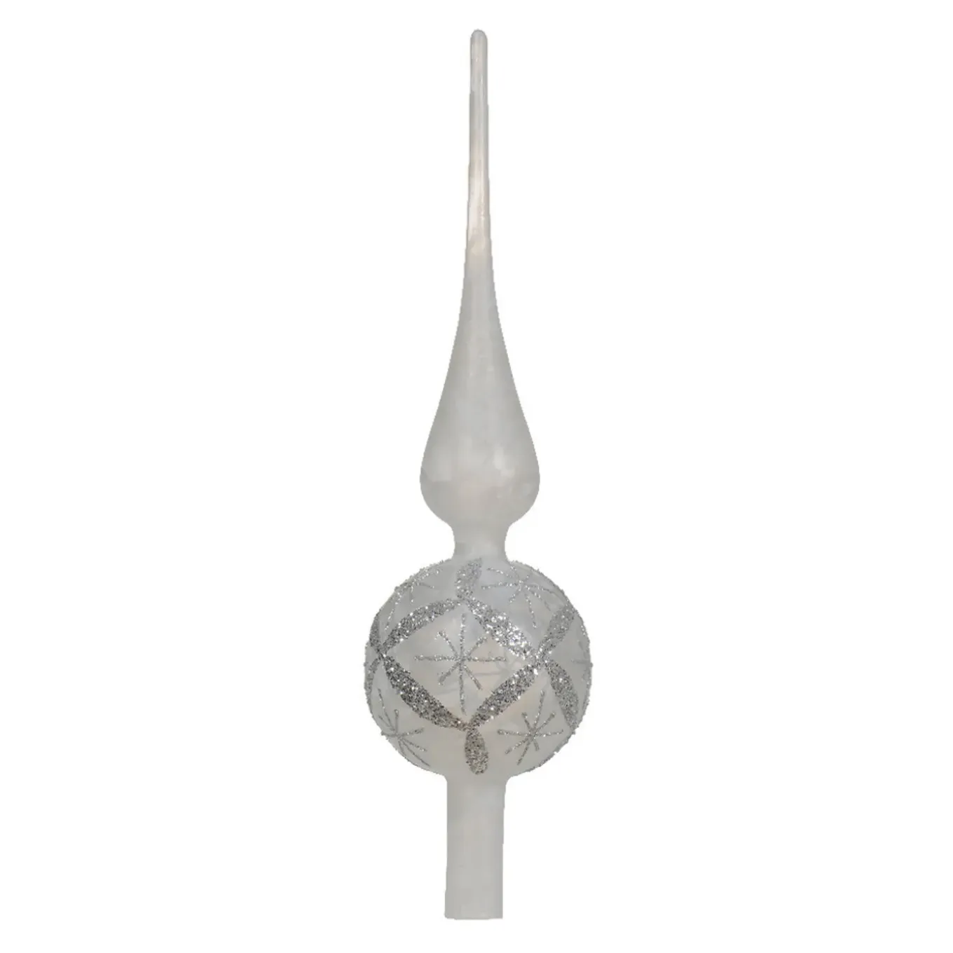 Decoris Kerstboom Piek Luxe - Wit - Zilver Ijslak- Glas - 31cm