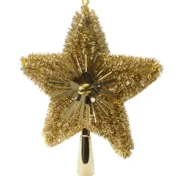 Decoris Kerstboompiek - 1x - Goudkleurig - Ster Piek - 23 Cm