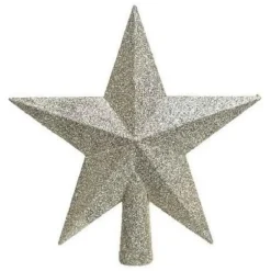 Decoris Kerstboom Piek - 1x - Ster Vorm - Champagne - Glitter - 19 Cm