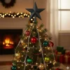 Decoris Kerstboom Piek - 1x - Ster Vorm - Zwart - Glitter - 19 Cm