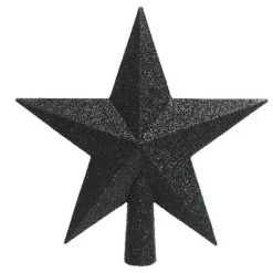 Decoris Kerstboom Piek - 1x - Ster Vorm - Zwart - Glitter - 19 Cm