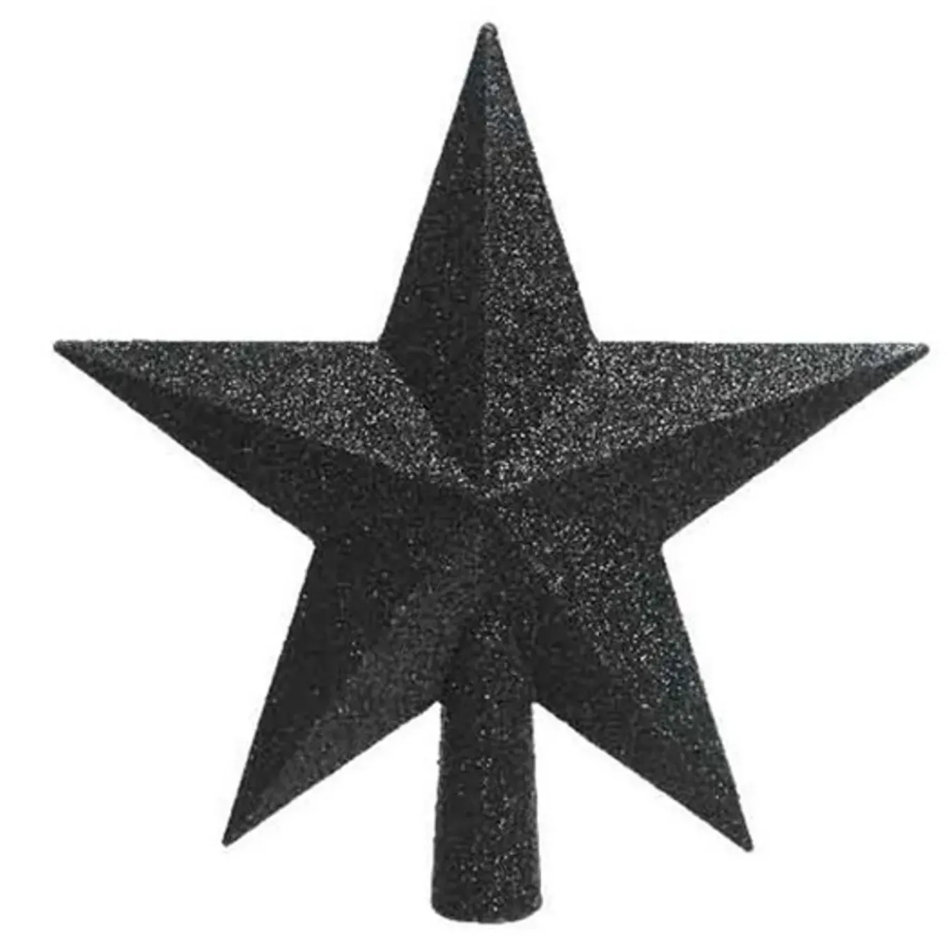 Decoris Kerstboom Piek - 1x - Ster Vorm - Zwart - Glitter - 19 Cm