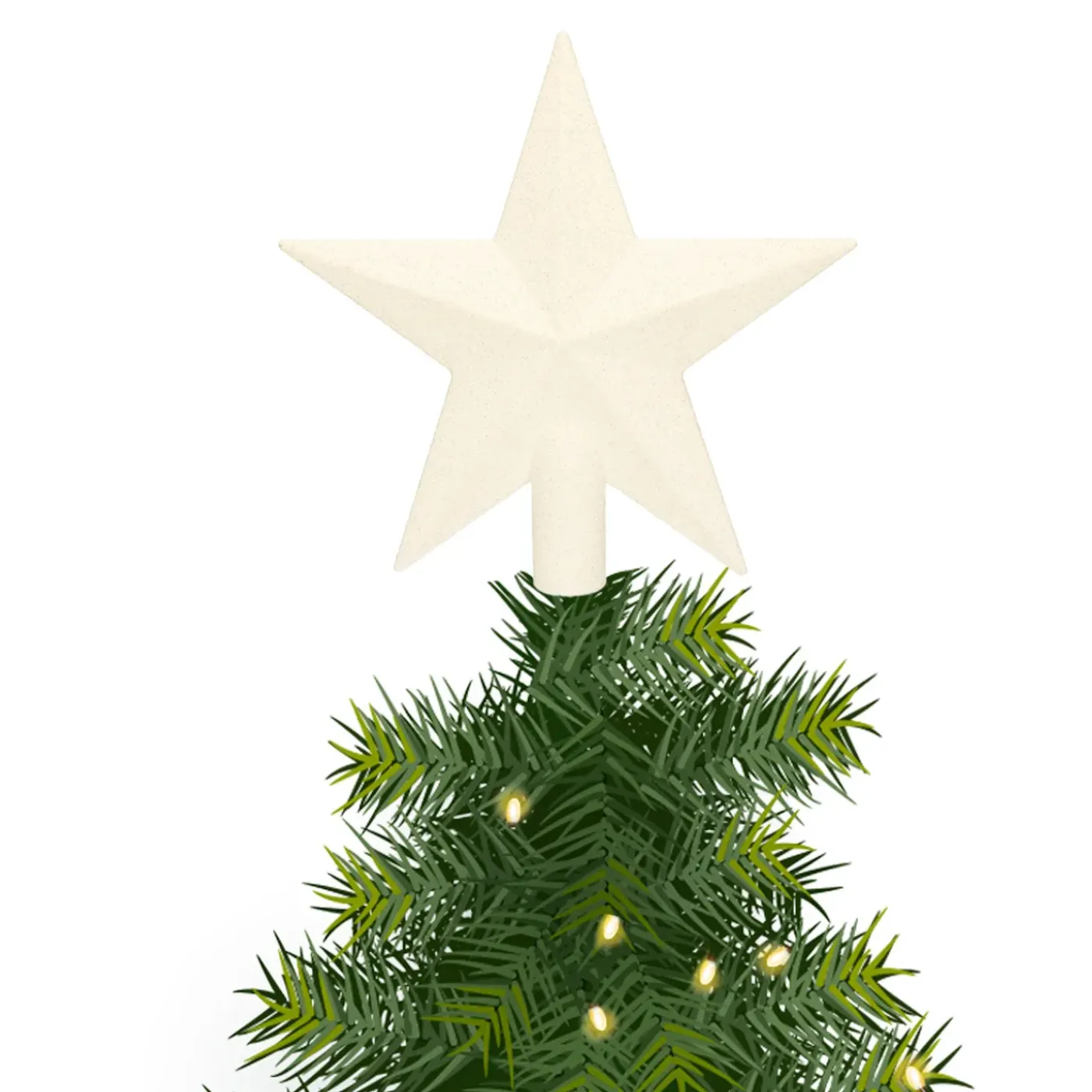 Decoris Kerstboom Piek - 1x - Ster Vorm - Wit - Glitter - 19 Cm