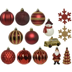 Decoris Kersthangers - 25x - 8 Cm - Figuurtjes - Rood En Goud
