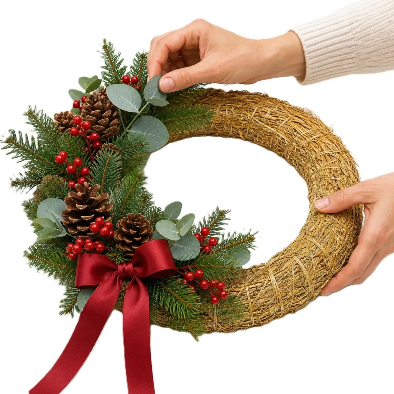 Decoris Kerstkrans Van Stro - 25 X 5 Cm - Diy Kransen Maken