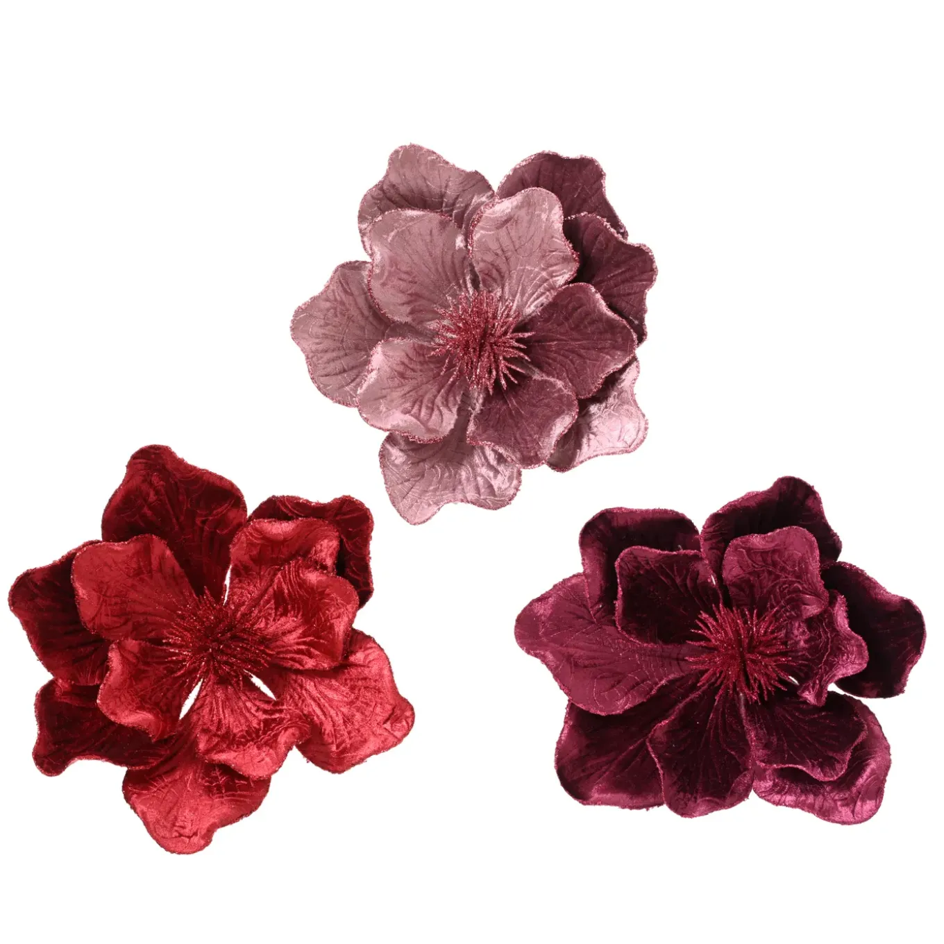 Decoris Kerstornament Magnolia Polyester Fluweel - 26x26x16cm