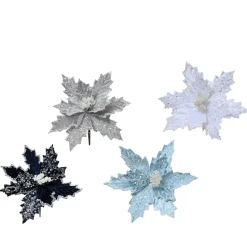 Decoris Kerstornament Poinsettia Fluweel - 24x24x14cm