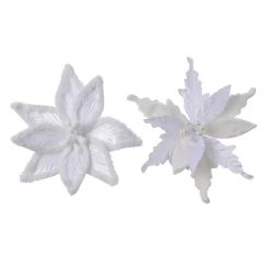 Decoris Kerstornament Poinsettia Polyester - Wit - 30x30x4cm