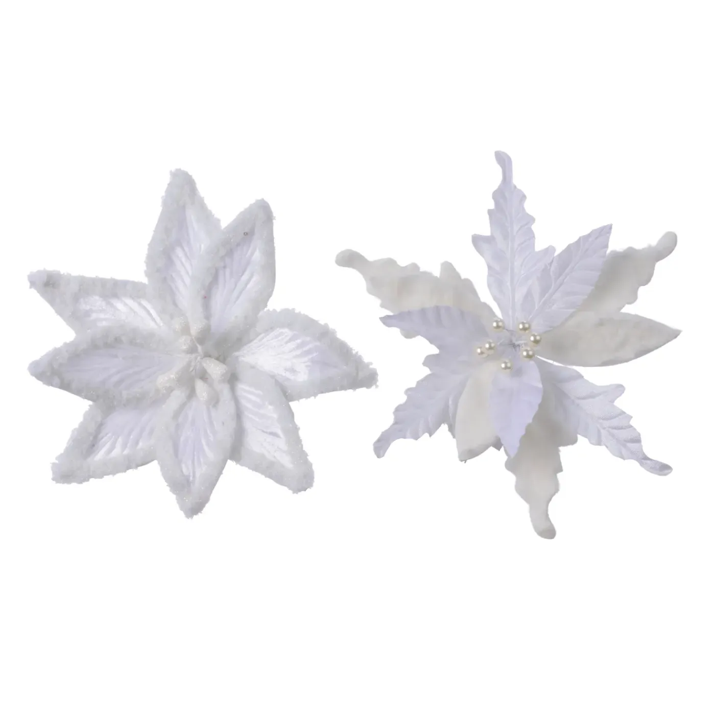 Decoris Kerstornament Poinsettia Polyester - Wit - 30x30x4cm