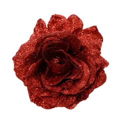 Decoris Kerstornament Roos Polyester - Rood - 12x12x7cm