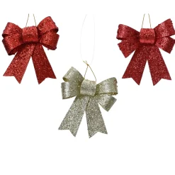 Decoris Kerstornament Strik Plastic Glans - 11,5x10,5x2,5cm