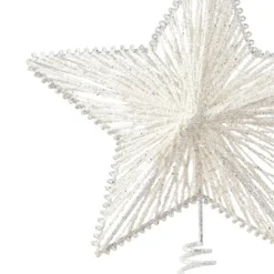 Decoris Kerst Piek - Ster Vorm - Wit - Glitters - 25 Cm - Metaal