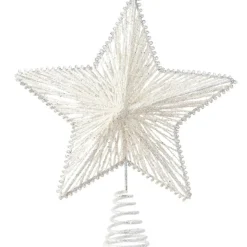 Decoris Kerst Piek - Ster Vorm - Wit - Glitters - 25 Cm - Metaal