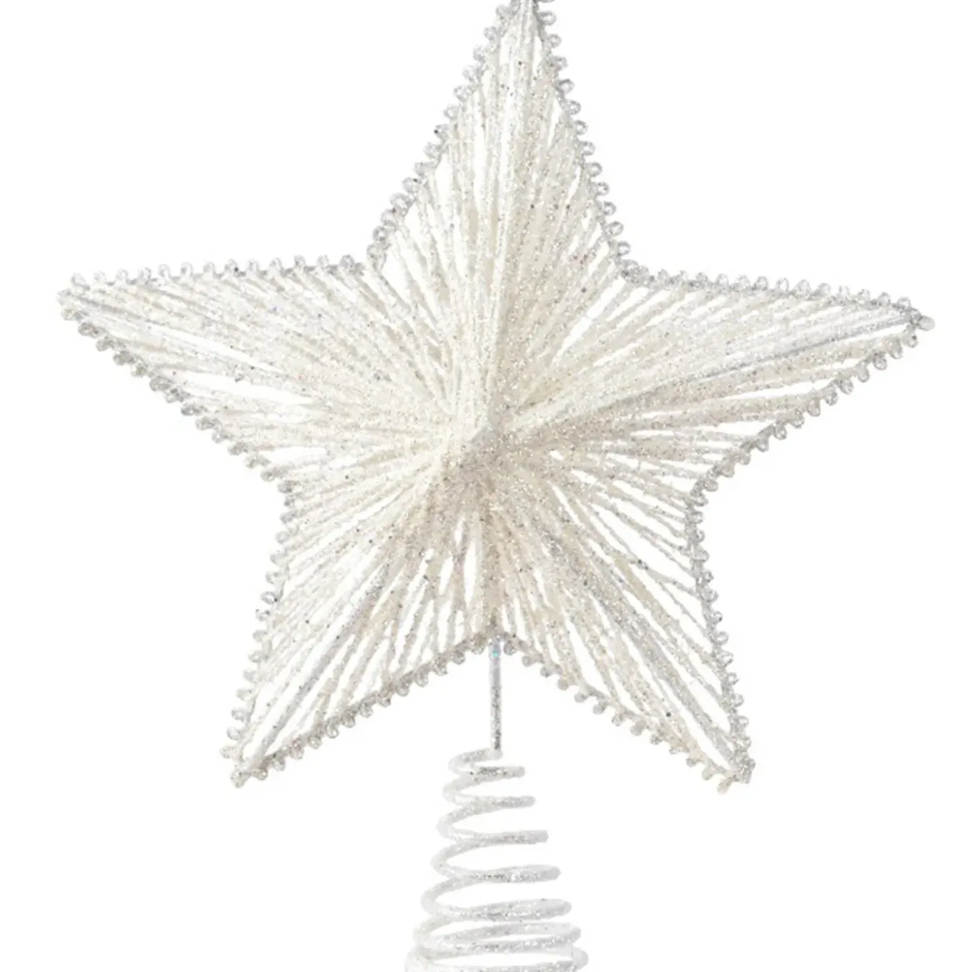 Decoris Kerst Piek - Ster Vorm - Wit - Glitters - 25 Cm - Metaal