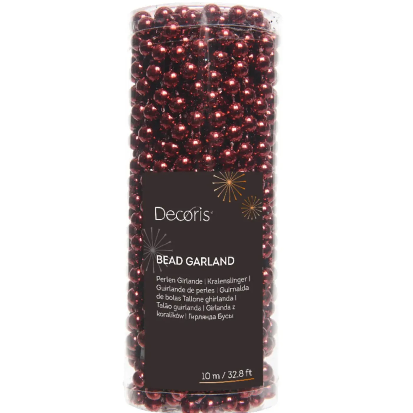 Decoris Kerstslinger - Donkerrood - 10 Meter - Kralen