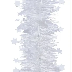 Decoris Kerstslinger - Sterren - Wit - 270 X 10 Cm - Lametta