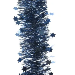 Decoris Kerstslinger - Sterren - Donkerblauw - 270 X 10 Cm - Lametta