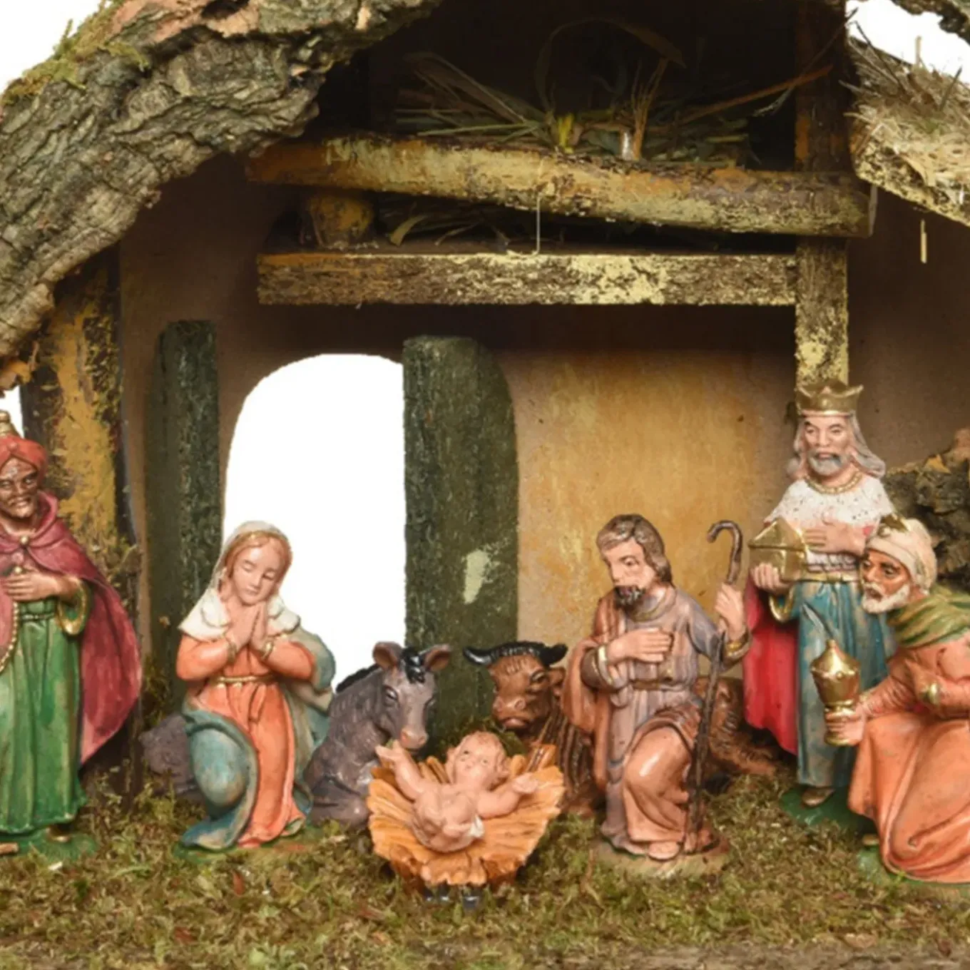 Decoris Kerststal - 8 Figuren - 27 X 17 X 26 Cm