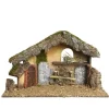 Decoris Kerststal Leeg - Bruin - Hout/mos/stro - 50 Cm