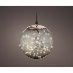 Decoris Micro LED Bal Plastic Rookgrijs Klassiek Warm Lichtsnoer - 140 LED's - Klassiek Warm - 32cm - Binnen & Buiten