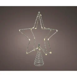 Decorismicro Led Piekmetaal Star Steady - 20 LED's - Warm Wit - 25cm - Binnen