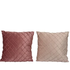 Decoris Season Decorations Kussen Uni Fluweel - Fluweel - Roze - 40x40cm