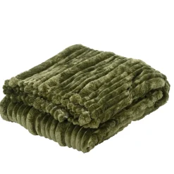 Decoris Season Decorations Plaid Gestreepte - Polyester - Groen - 130x170cm