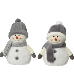 Decoris Sneeuwpop Polyester - Grijs/Wit - 29cm