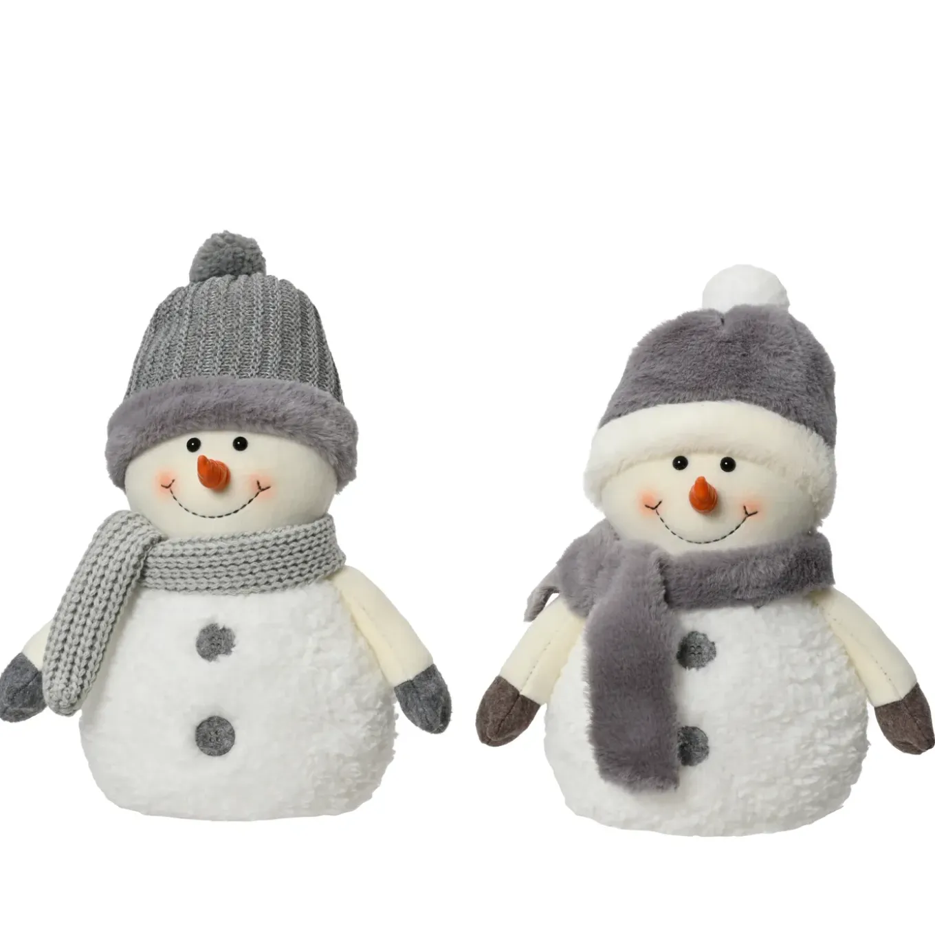 Decoris Sneeuwpop Polyester - Grijs/Wit - 29cm