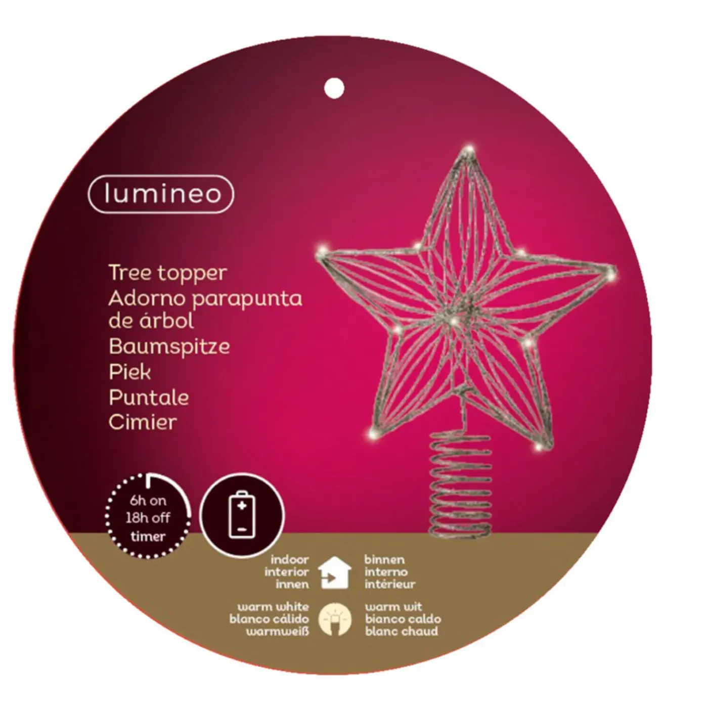 Decoris Ster Piek - Met Led Verlichting - Steady -warm Wit -h25