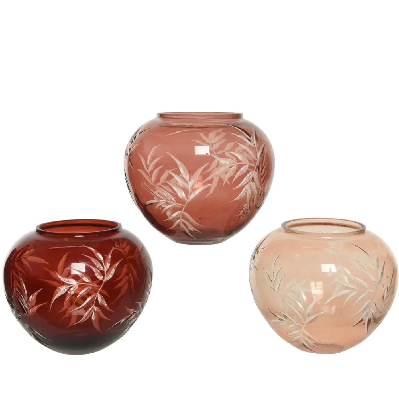 Decoris Vaas Glas Rond Shiny - Mahonie - 12 cm