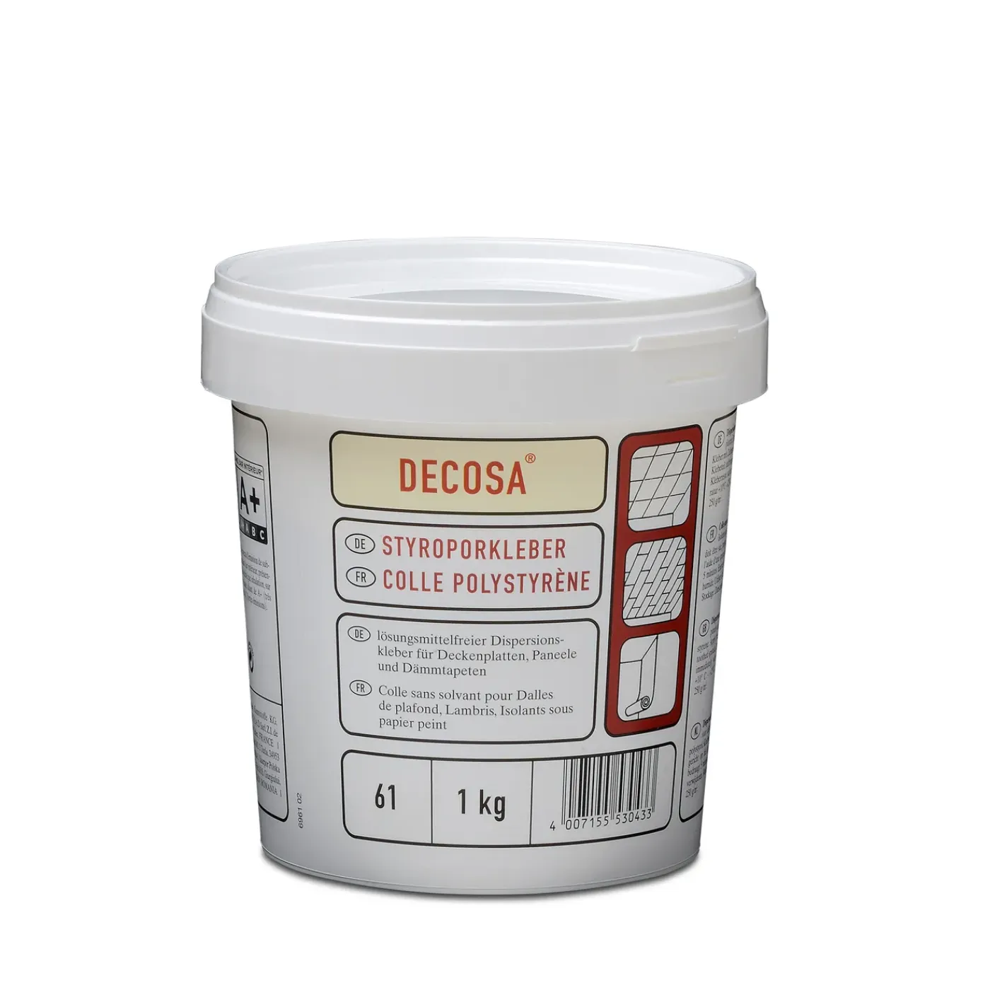 DECOSA - Polystyreenlijm - Emmer 1 Kg - 6 Stuks