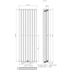 Belrad Design Radiator Verticale lamellen Maat 1800x608mm Kleur Mat Zwart Vermogen 2164 Watt