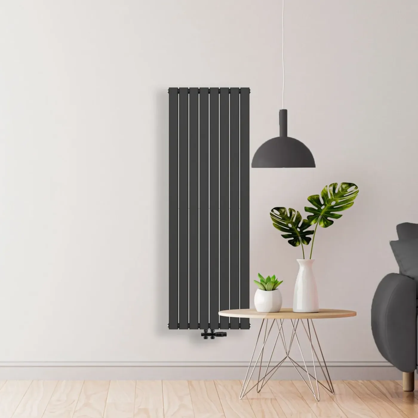 Belrad Design Radiator Verticale lamellen Maat 1800x608mm Kleur Mat Zwart Vermogen 2164 Watt