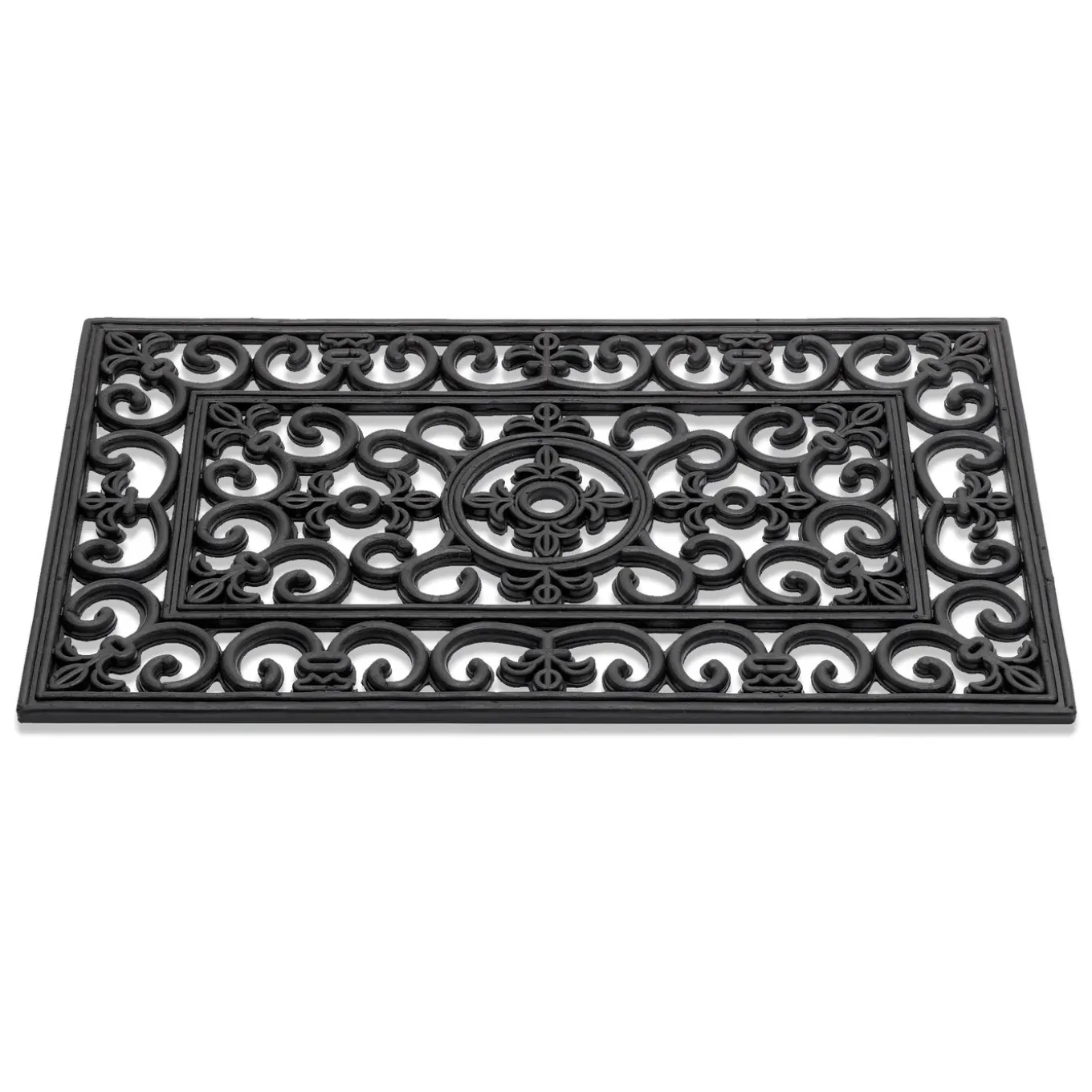 Deurmat Antiek French Lilly - Rubber - Zwart - 45x75cm