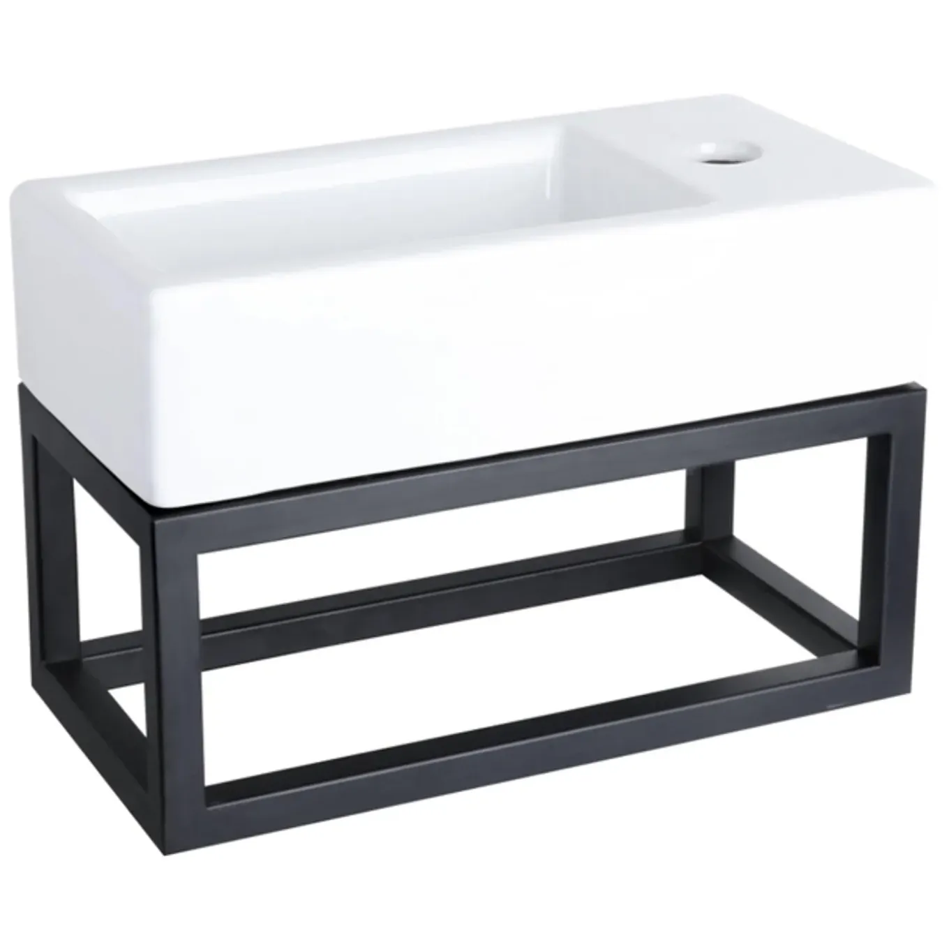 Differnz Ravo Fontein - 38.5x18.5x9.5cm - 1 Kraangat Rechts - Keramiek Wit