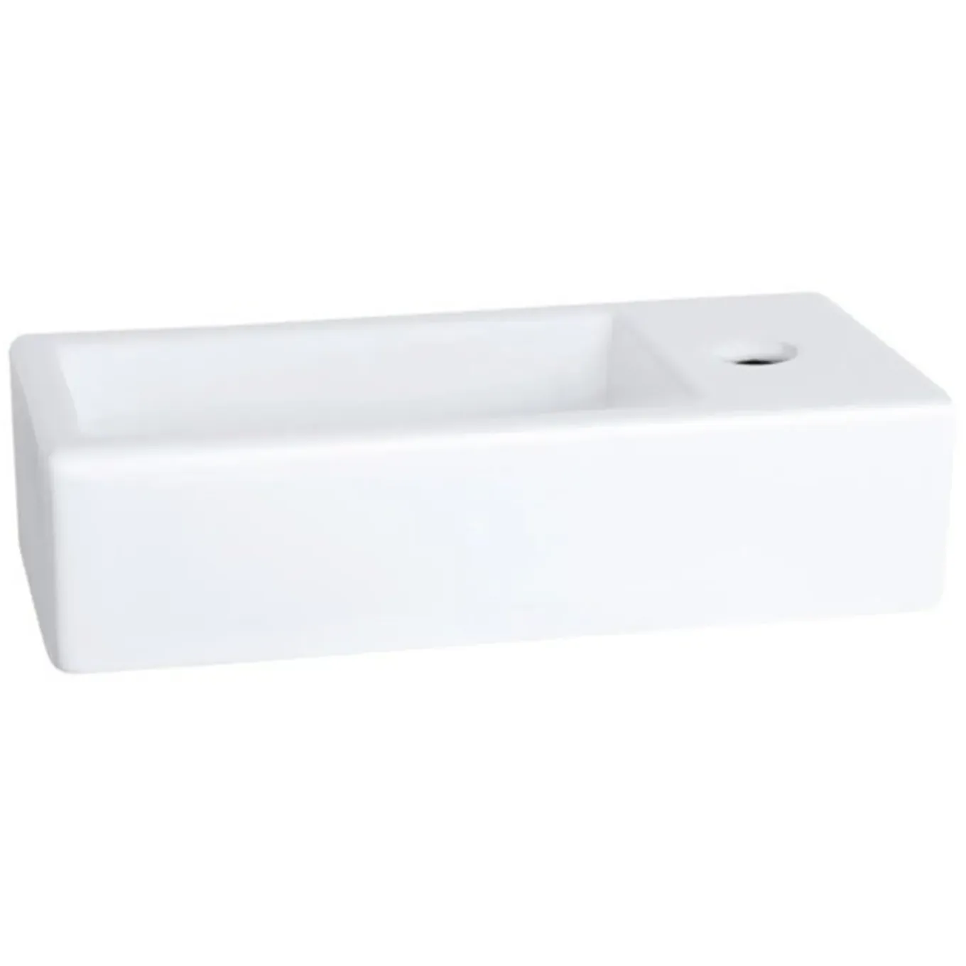 Differnz Ravo Fontein - 38.5x18.5x9.5cm - 1 Kraangat Rechts - Keramiek Wit