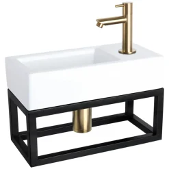 Differnz Ravo Fontein - 38.5x18.5x9.5cm - 1 Kraangat Rechts - Keramiek Wit
