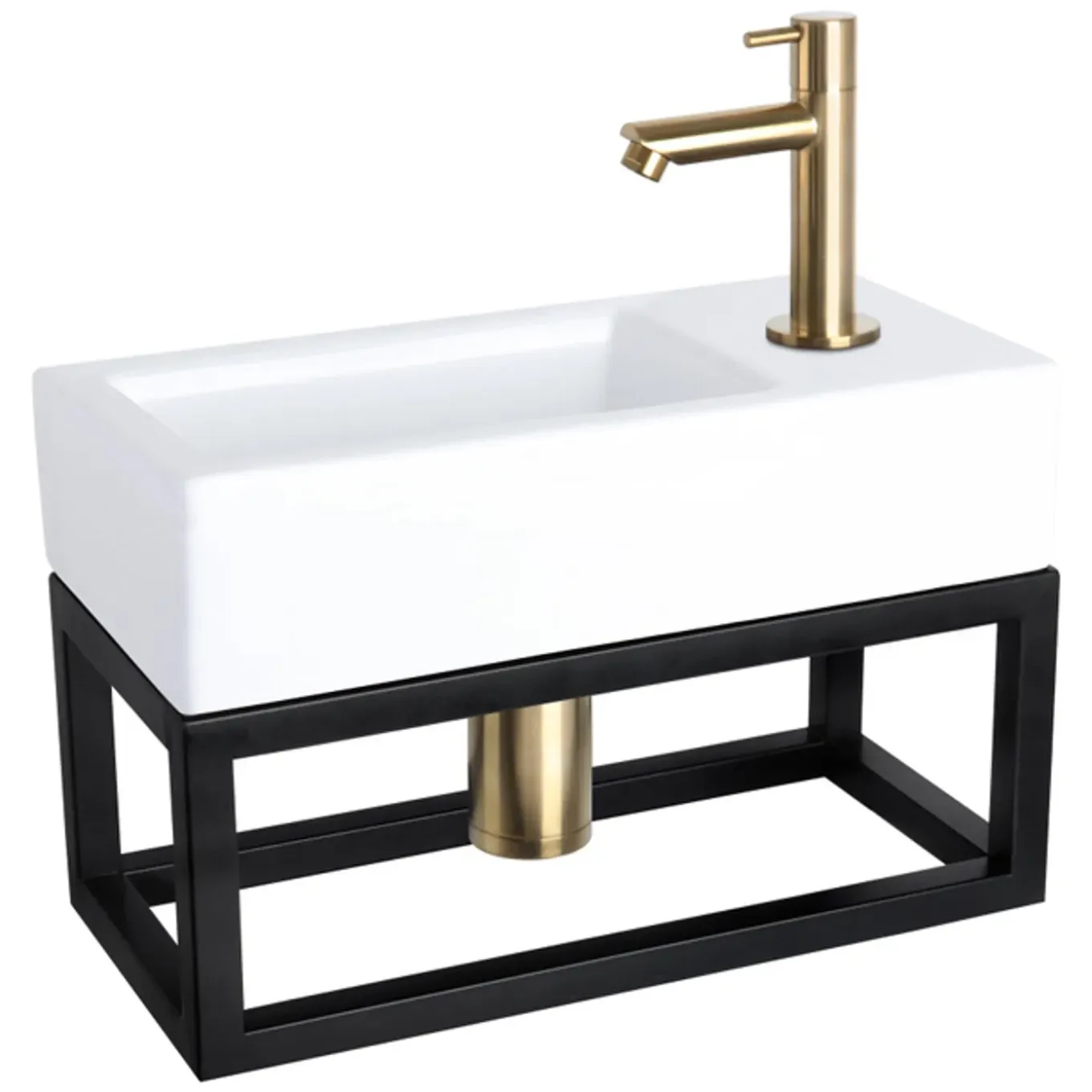 Differnz Ravo Fontein - 38.5x18.5x9.5cm - 1 Kraangat Rechts - Keramiek Wit