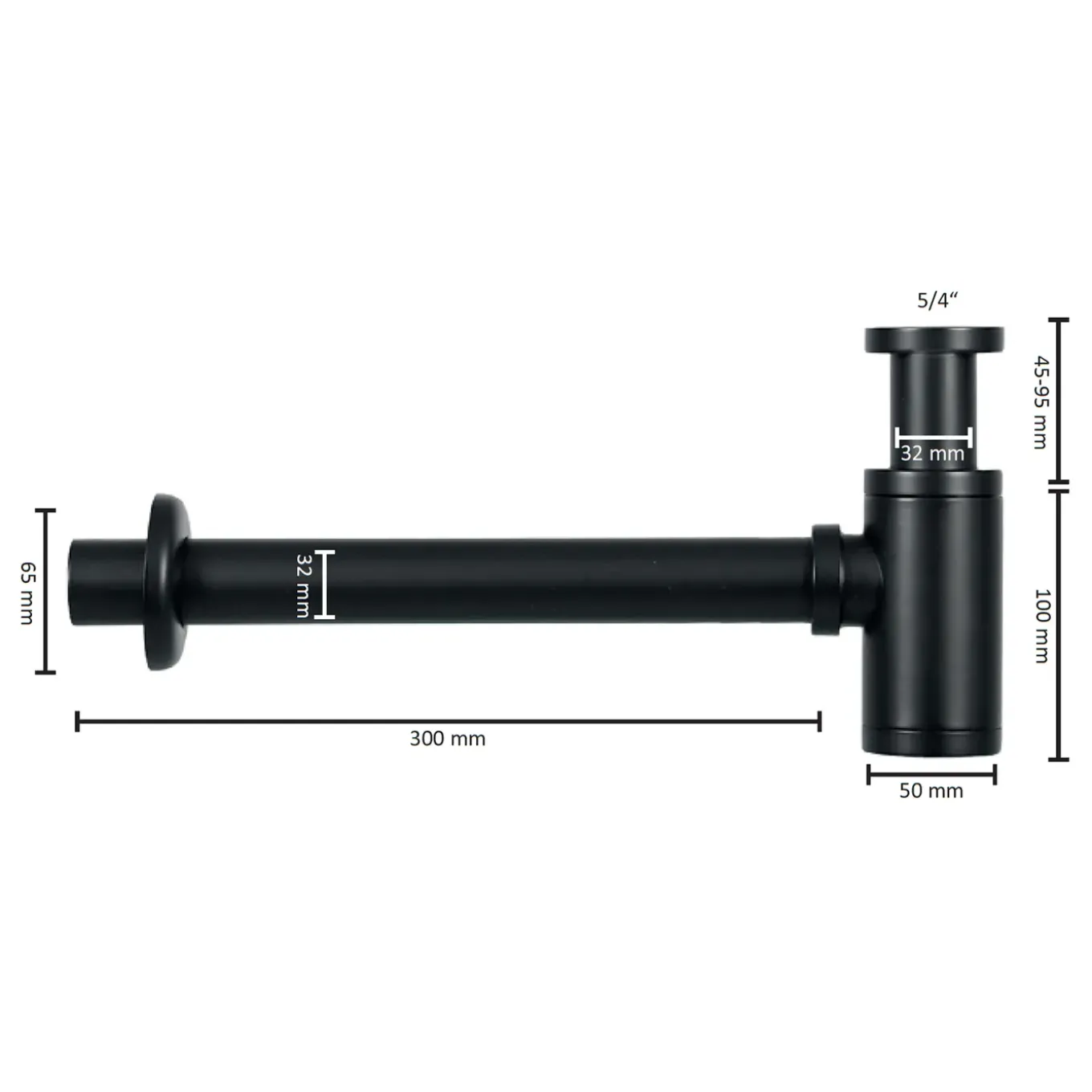 Differnz Wastafelsifon Mix & Match - Verstelbaar - Mat Zwart - 32mm