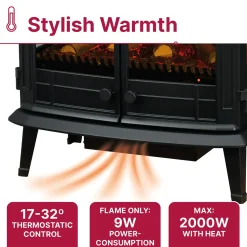 Dimplex Emberly - Vrijstaand Elektrische Haard - Zwart 660 X 620 X 390mm 2000watt