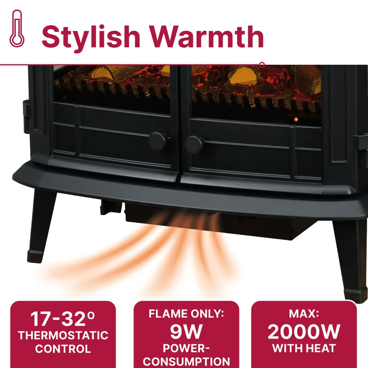 Dimplex Emberly - Vrijstaand Elektrische Haard - Zwart 660 X 620 X 390mm 2000watt
