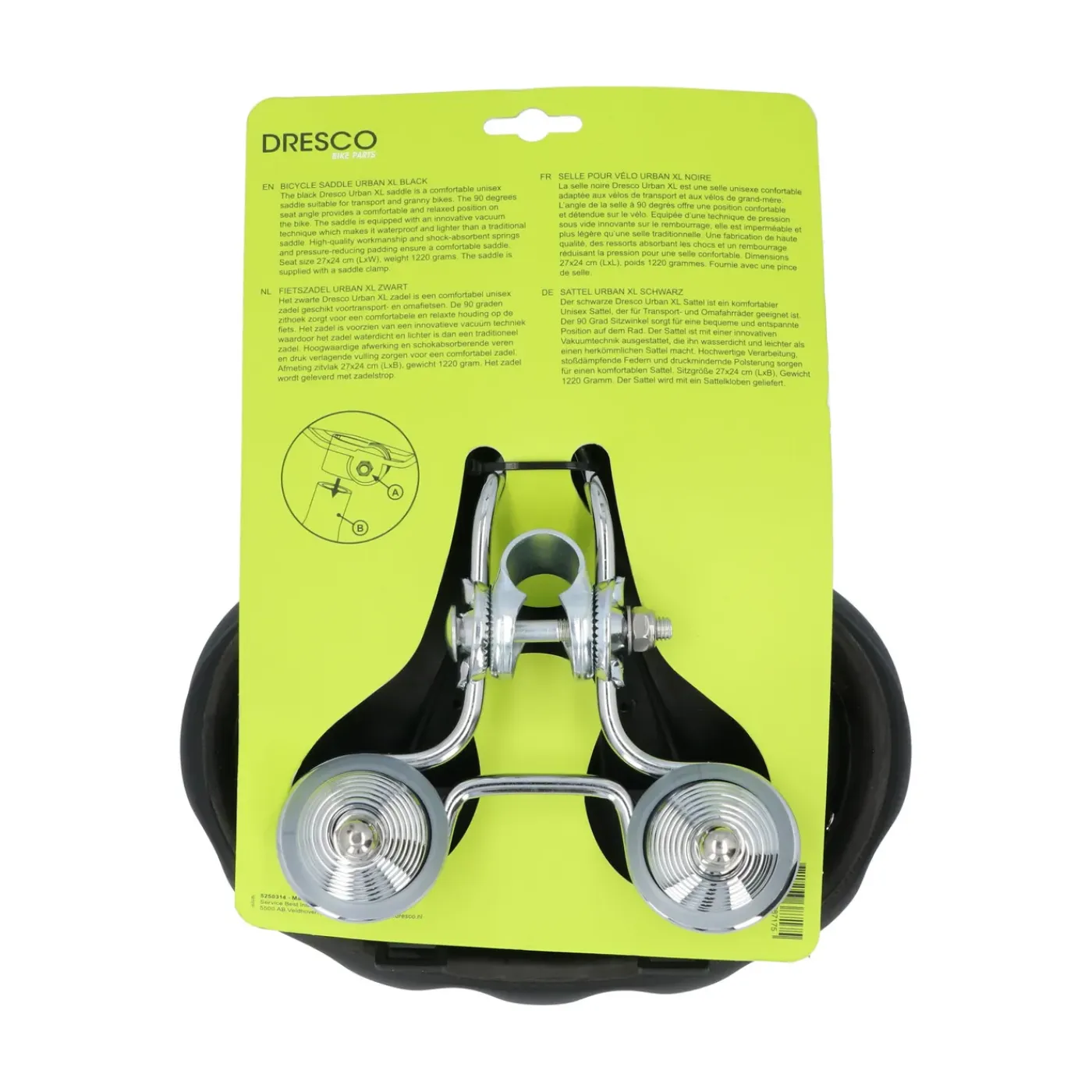 Dresco fietszadel Urban XL zwart