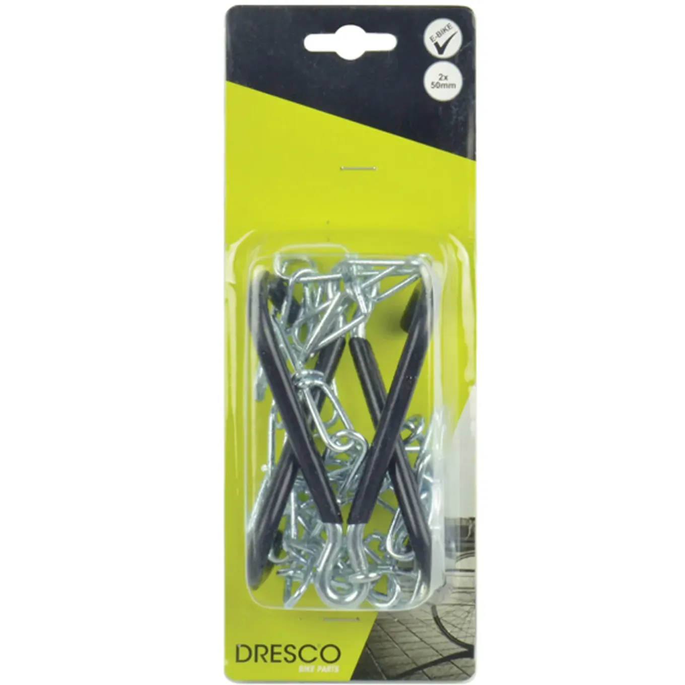 Dresco ophanghaak aan ketting voor fiets 50cm – 2 stuks