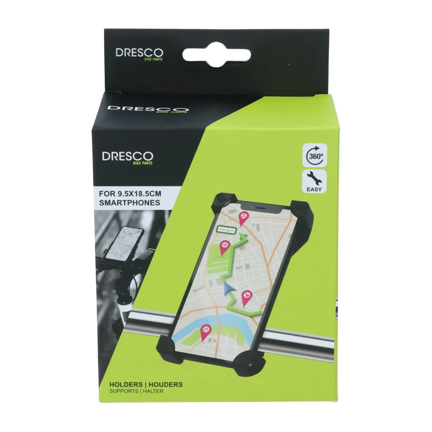 Dresco smartphone houder fiets EZ Grip zwart