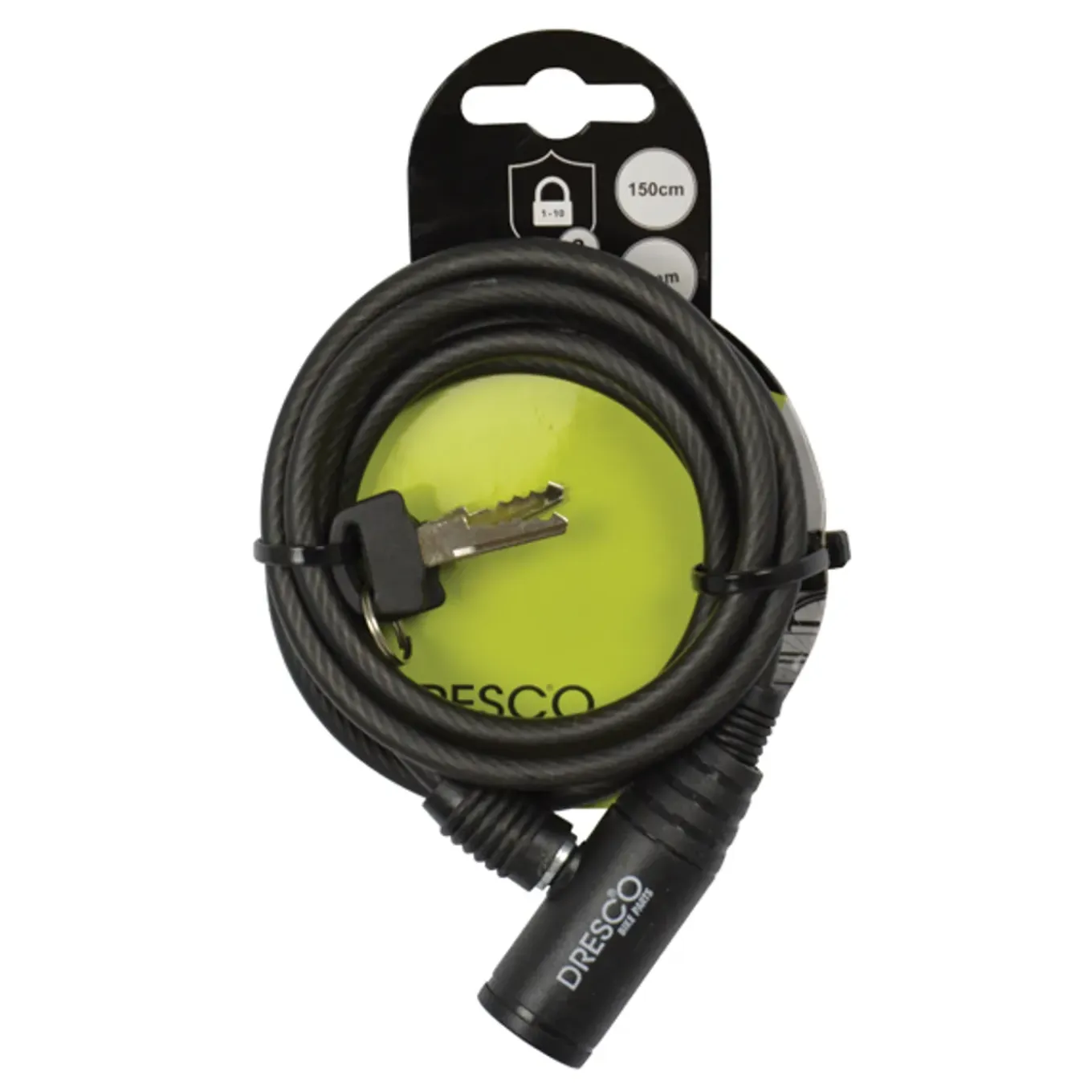 Dresco spiraalkabelslot 150cm, Ø6mm