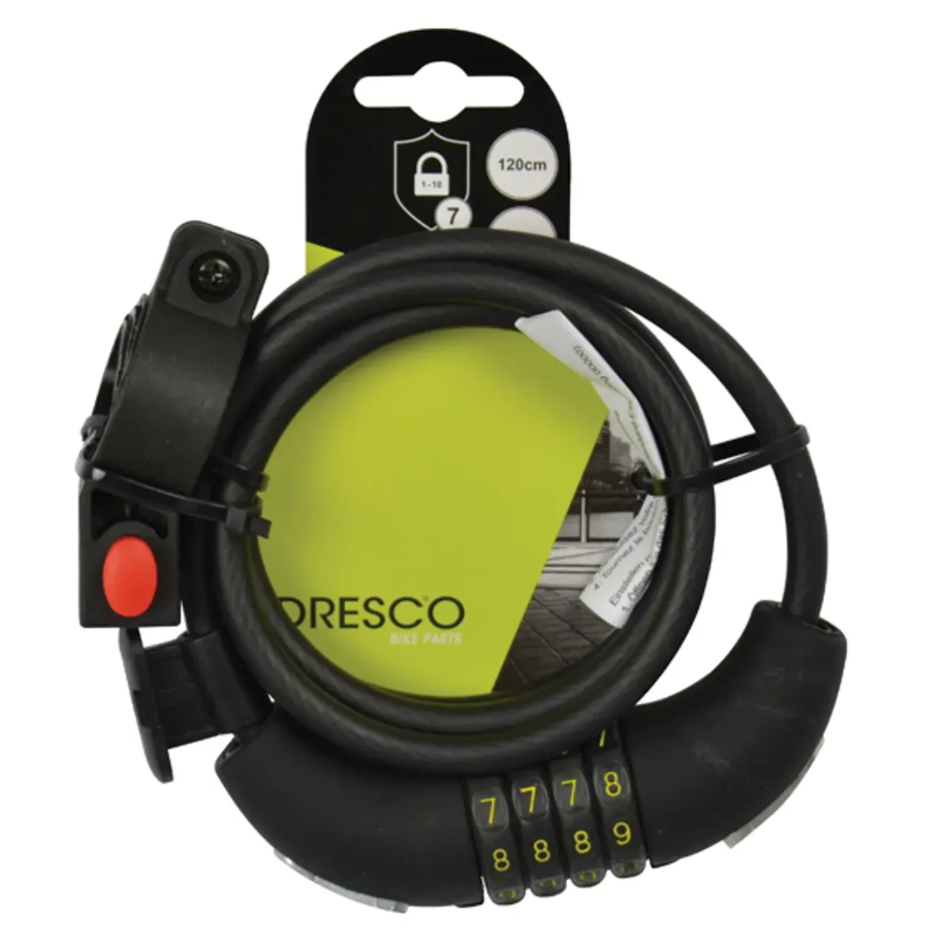 Dresco spiraalkabelslot 120cm, Ø8mm met code