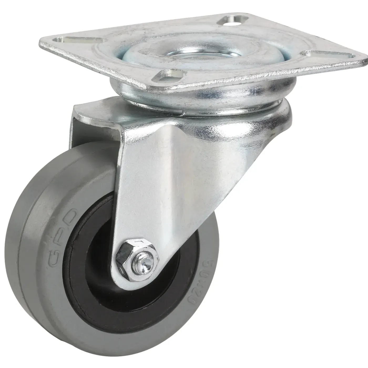 Dorner Helmer Dörner Helmer Zwenkwiel voor Meubels - Met rem - Rubber - Met plaat - diam. 50mm