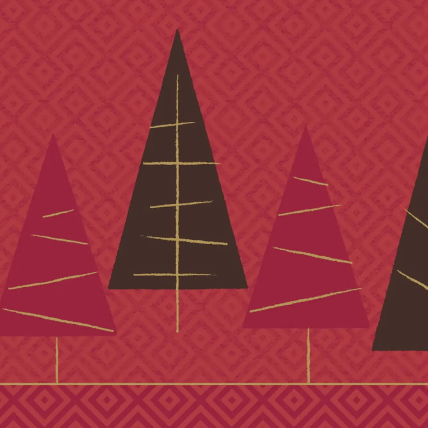 Duni Kerst Thema Servetten - 20x St - 33 X 33 Cm - Met Kerstbomen